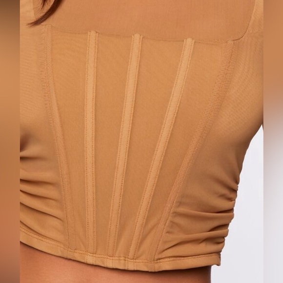 Tan Camel Neutral Bustier Corset Top M - Picture 6 of 7
